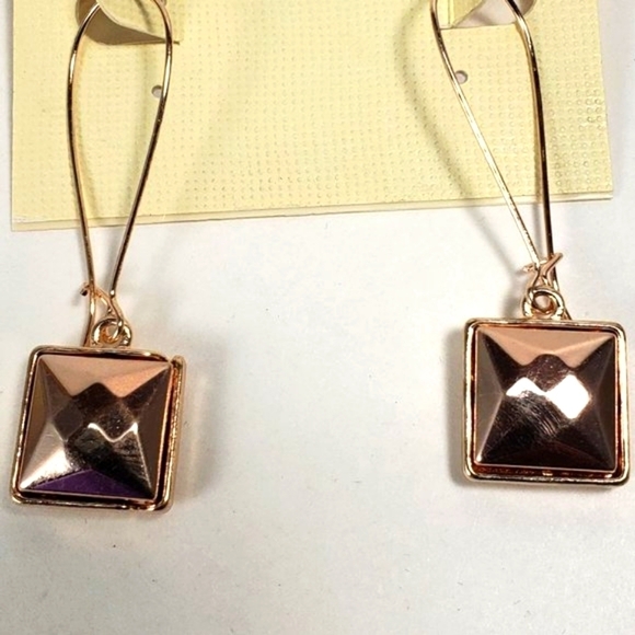 Sophia & Kate Women's Polished Rose Gold tone Square Kidney Wire Drop Earrings - Picture 1 of 6